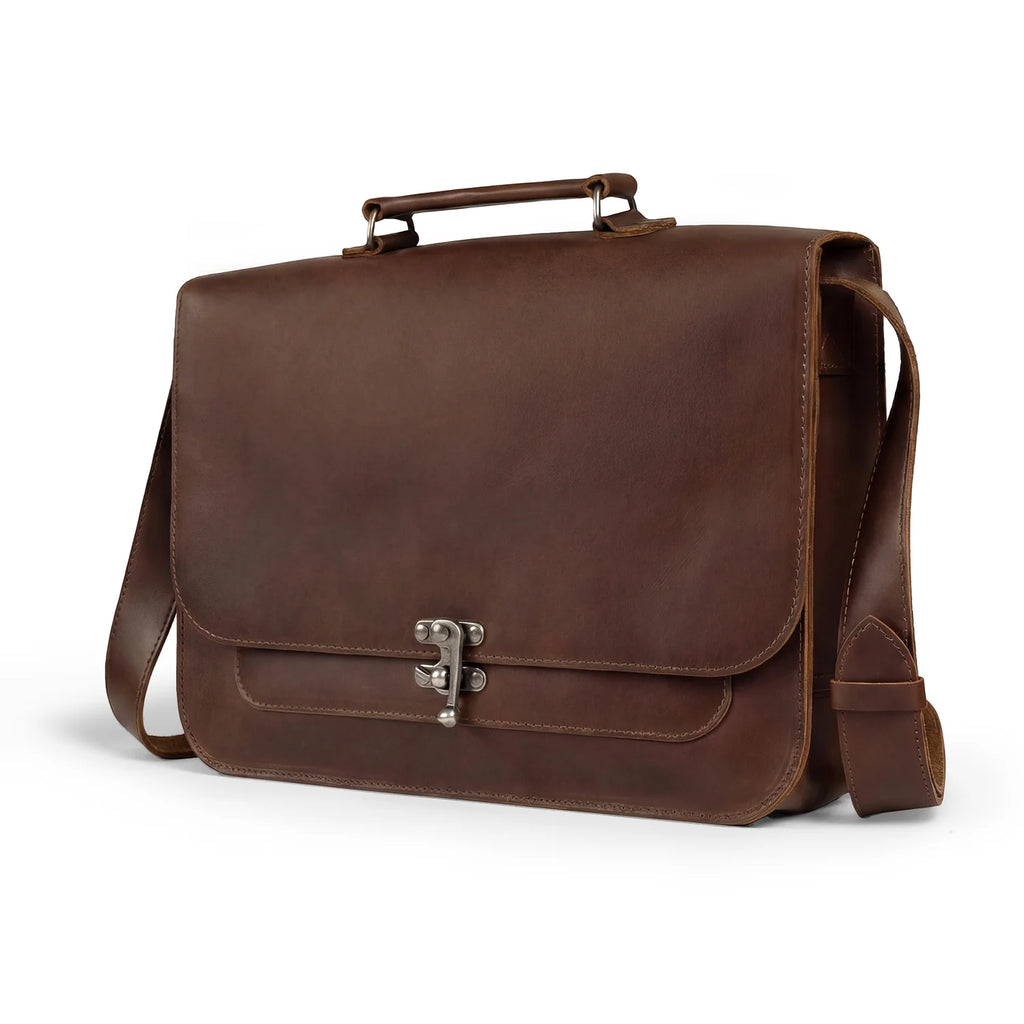 Vintage Full‑Grain Messenger Crossbody Bag