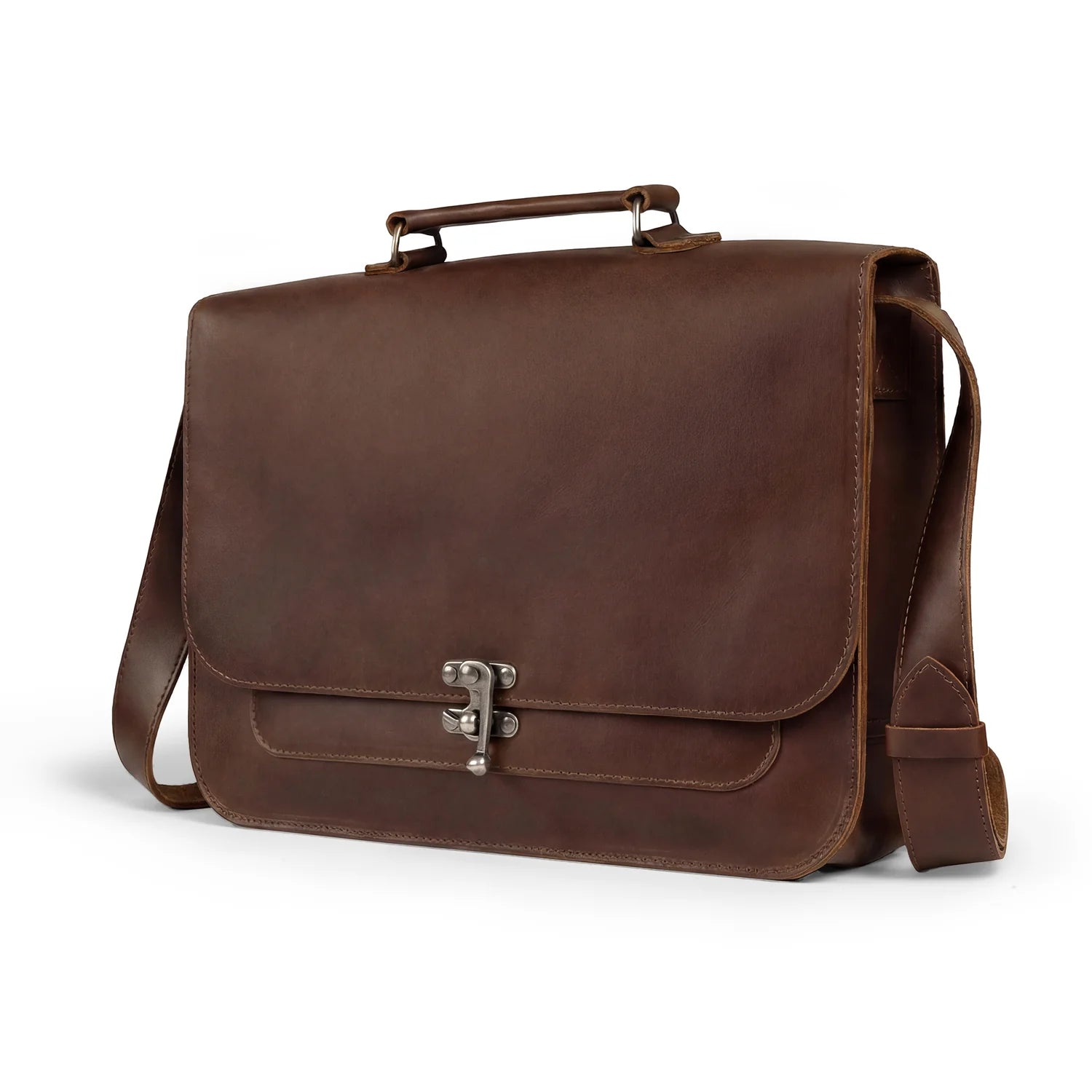 Vintage Full‑Grain Messenger Crossbody Bag