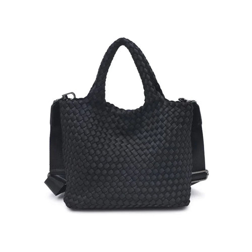 Compact Woven Neoprene Handbag With Detachable Strap