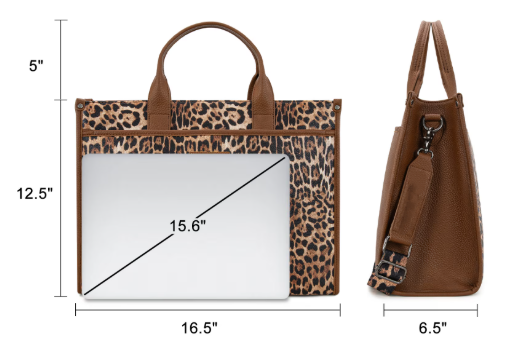 Leopard Print 15.6‑inch Women Business Laptop Tote